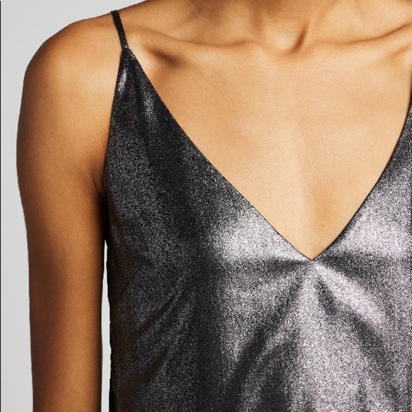 L’Agence Gabriella Camisole Metallic Silver Black Tank XS NWT - Picture 10 of 10